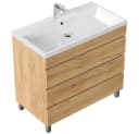 Lomadox Waschtisch FROME-02 90 cm Eiche mit 3 Schubladen Bild 3