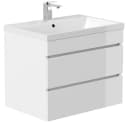 Lomadox Waschtisch FROME-02 70 cm Hängend Weiß Hochglanz 2 Schubladen Bild 2