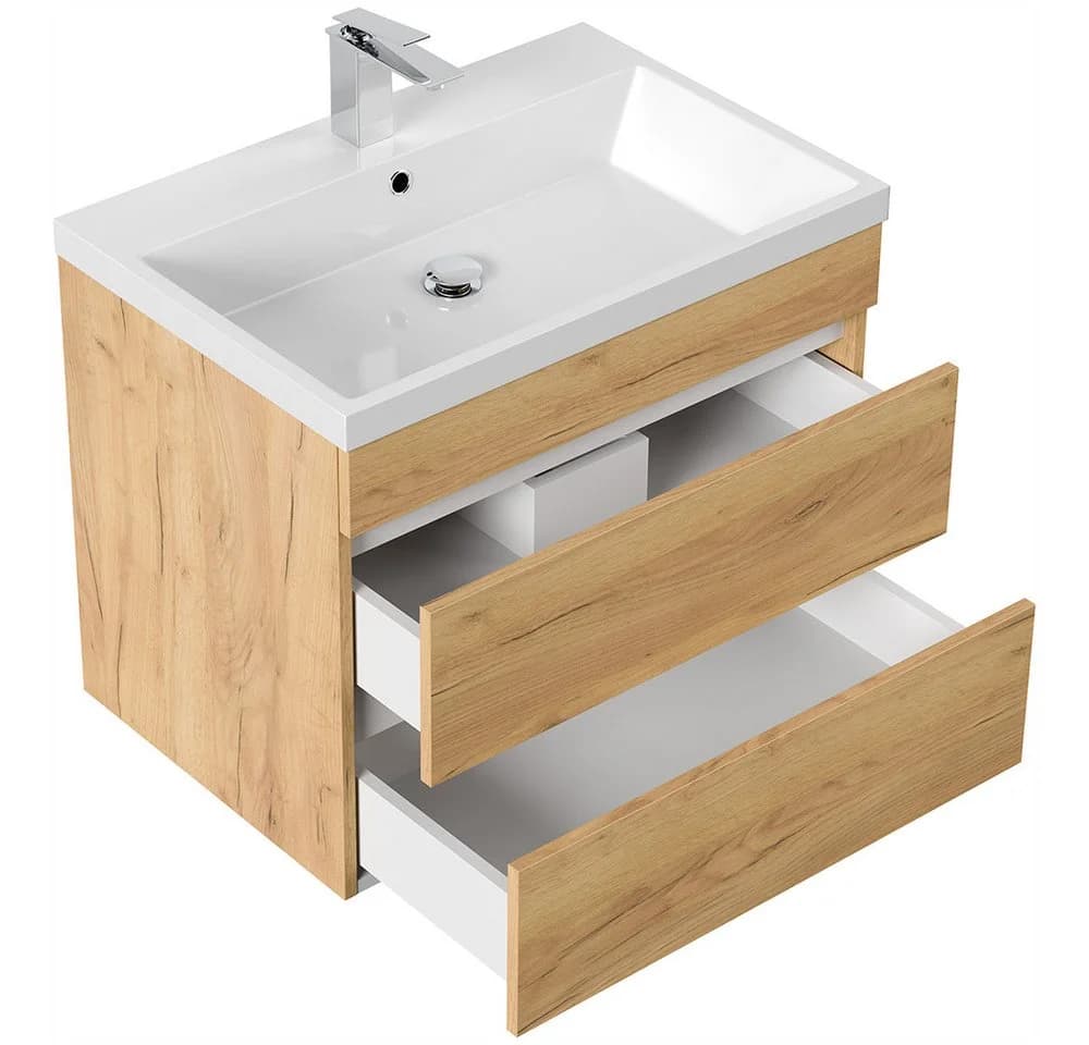 Lomadox Waschtisch FROME-02 70 cm Eiche mit 2 Schubladen - Bild 3