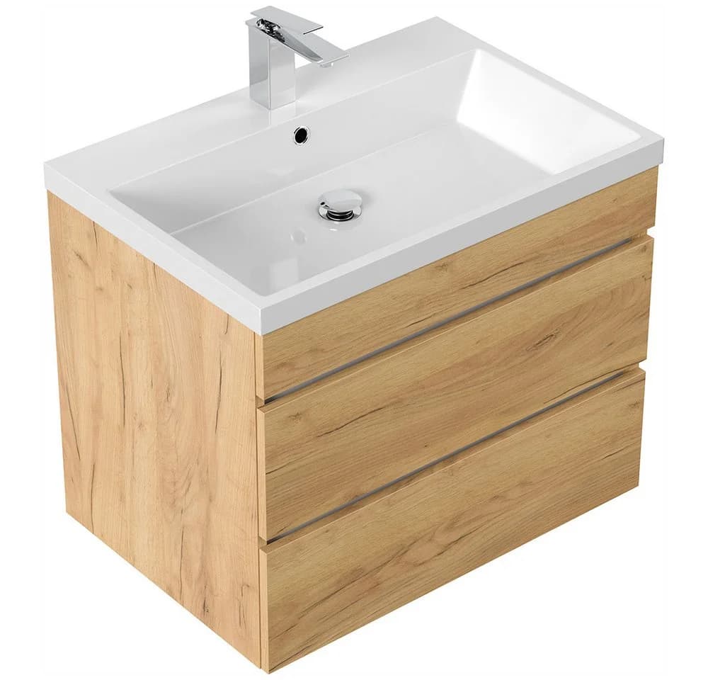 Lomadox Waschtisch FROME-02 70 cm Eiche mit 2 Schubladen - Bild 4