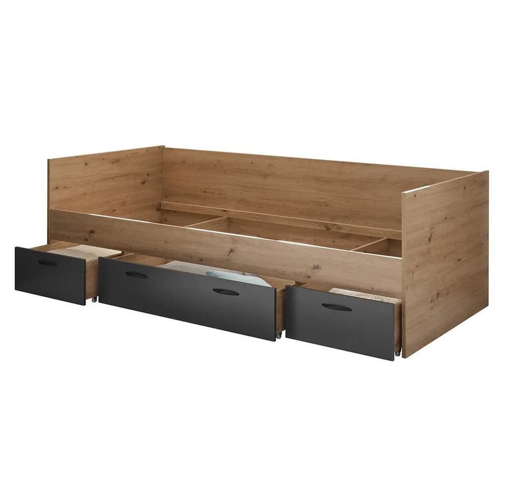 Lomadox Jugendbett LESINA-78 Kojenbett Eiche Graphit 3 Schubladen
