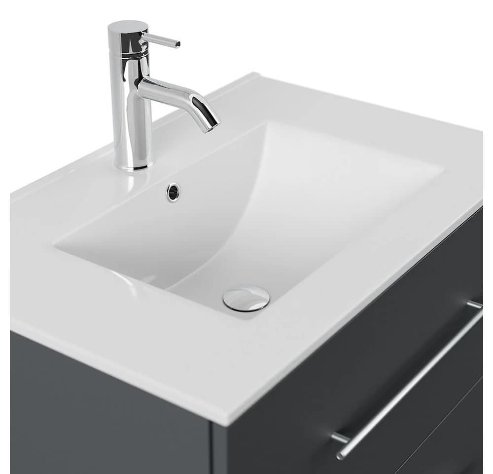 Lomadox Badmöbel-Set HARLINGEN-02, 70 cm Waschtisch mit LED Spiegelschrank