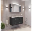 Lomadox Badmöbel-Set HARLINGEN-02 100cm LED Spiegelschrank Grau Bild 2