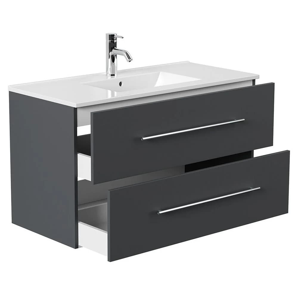 Lomadox Badmöbel-Set HARLINGEN-02 100cm LED Spiegelschrank Grau - Bild 3