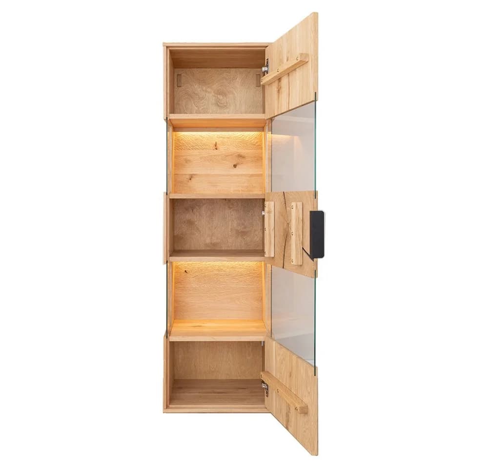 Lomadox Hängevitrine TIVAT-163 Eiche massiv geölt mit LED