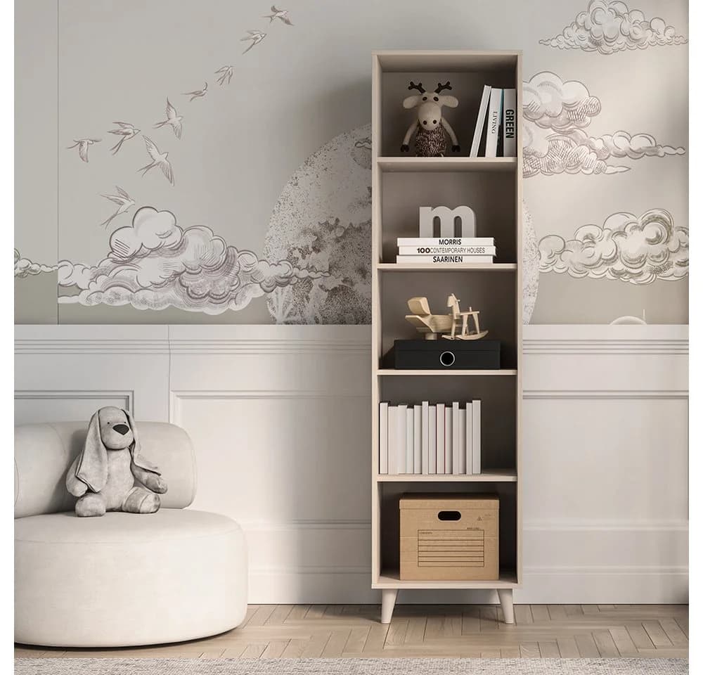 Lomadox Bücherregal MODICA-131 Sandbeige 8 Fächer 50cm