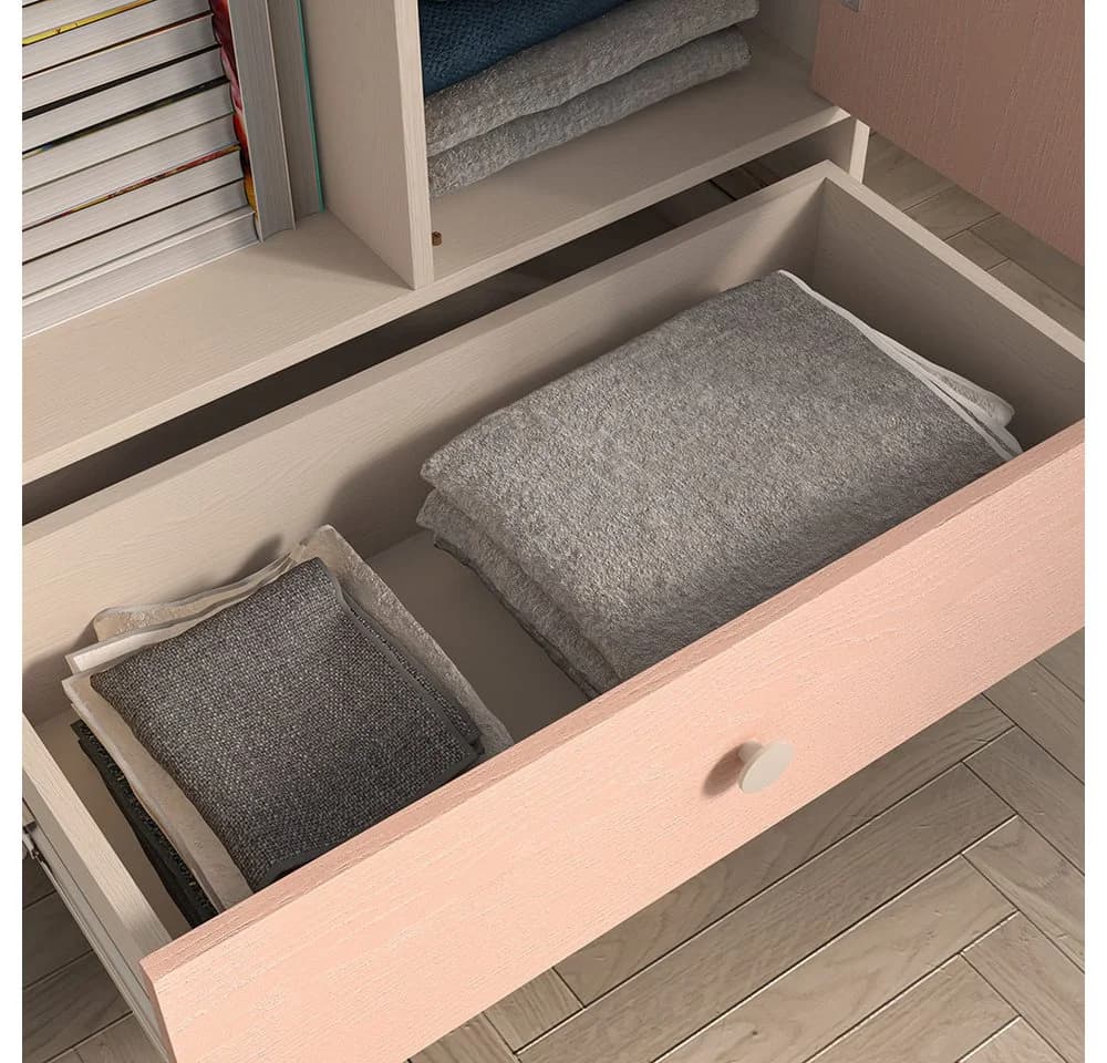 Lomadox Jugendzimmer-Set MODICA-131 Schreibtisch Regal Sandbeige Rosa Softclose