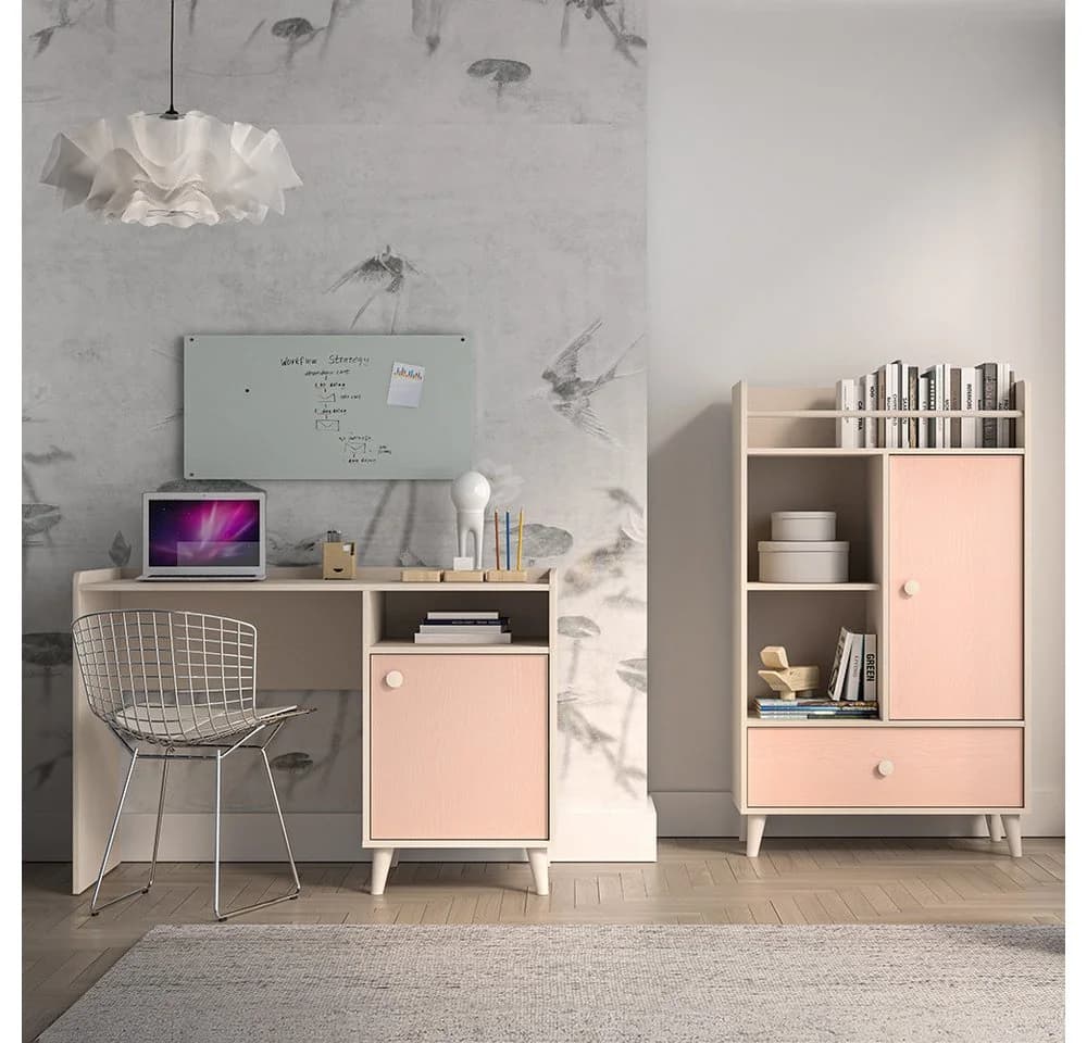 Lomadox Jugendzimmer-Set MODICA-131 Schreibtisch Regal Sandbeige Rosa Softclose - Bild 2