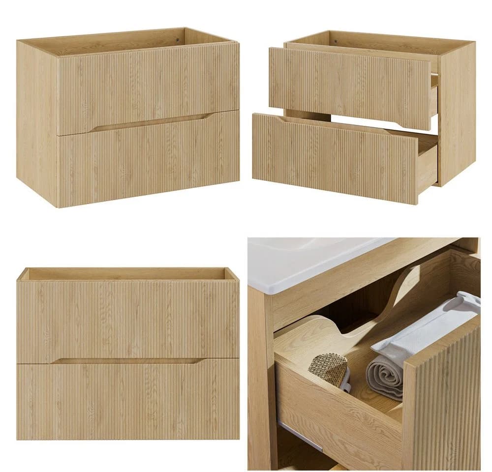 Lomadox Waschbeckenschrank 80cm Eiche Grifflos Wandhängend - Bild 5