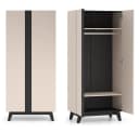 Lomadox Schlafzimmer-Set FRIONA-131 Kleiderschrank & Nachtkommode Schwarz Bild 3