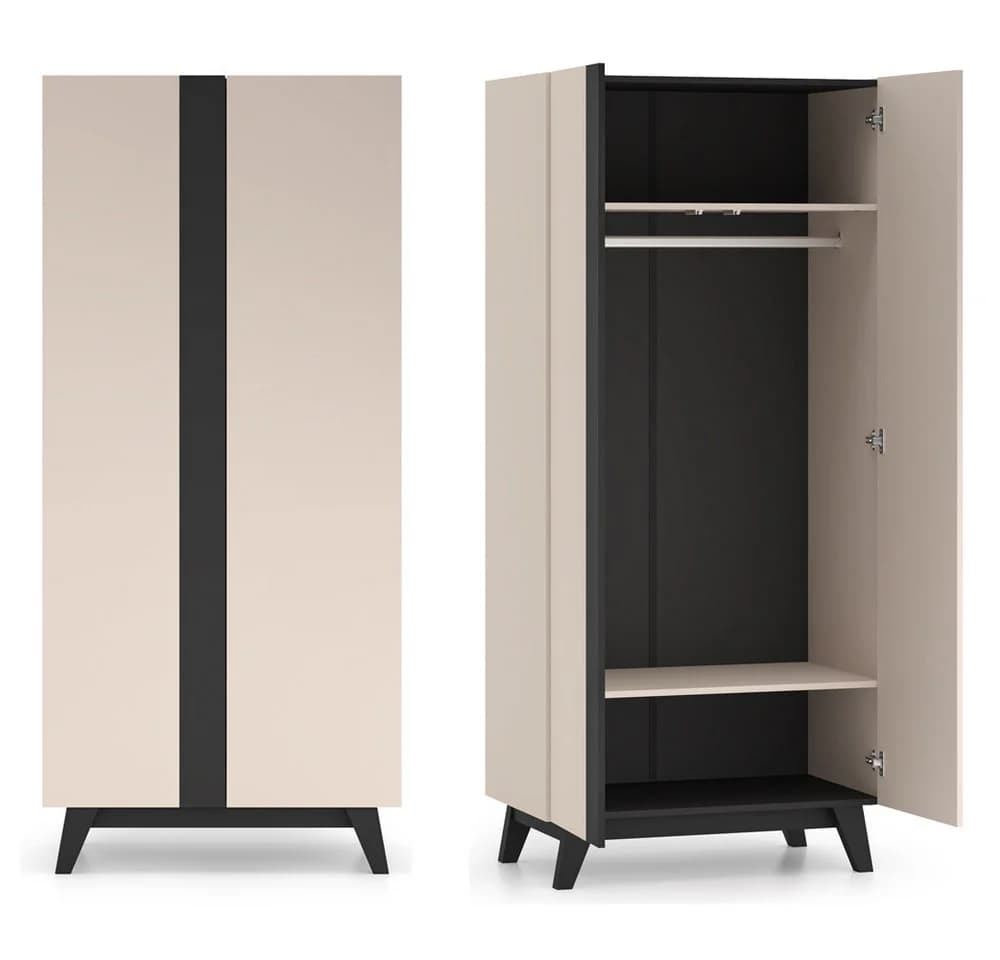 Lomadox Schlafzimmer-Set FRIONA-131 Kleiderschrank & Nachtkommode Schwarz - Bild 3