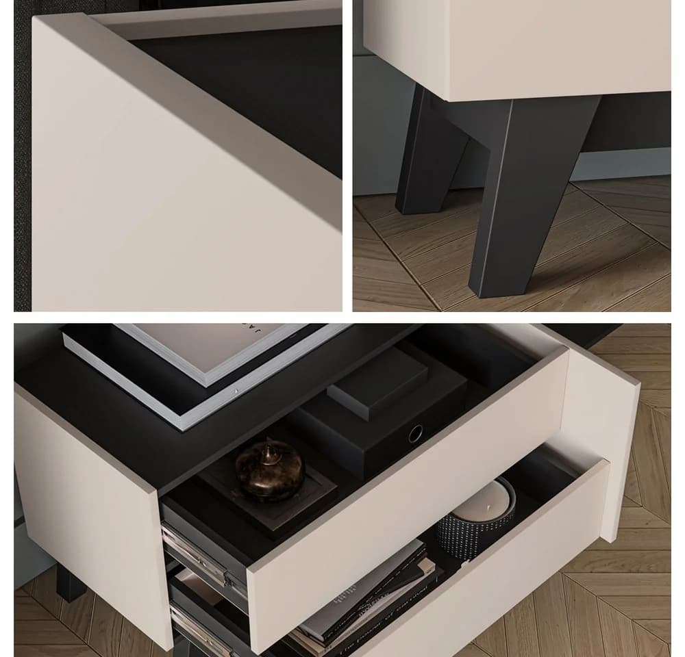 Lomadox Wohnwand FRIONA-131 Highboard Lowboard kaschmir schwarz modern