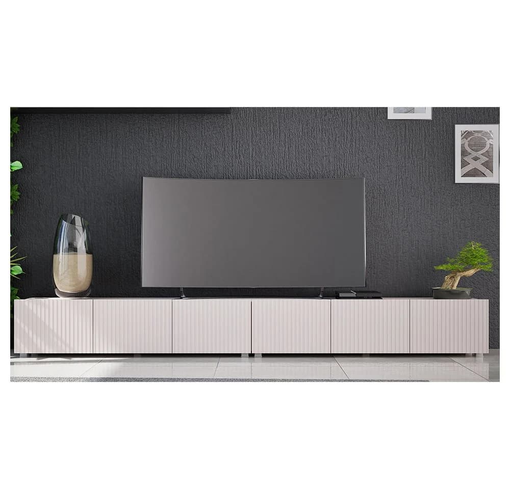 Lomadox Lowboard KEMPTEN-132 Kaschmir 6-türig Rillenfront Modern