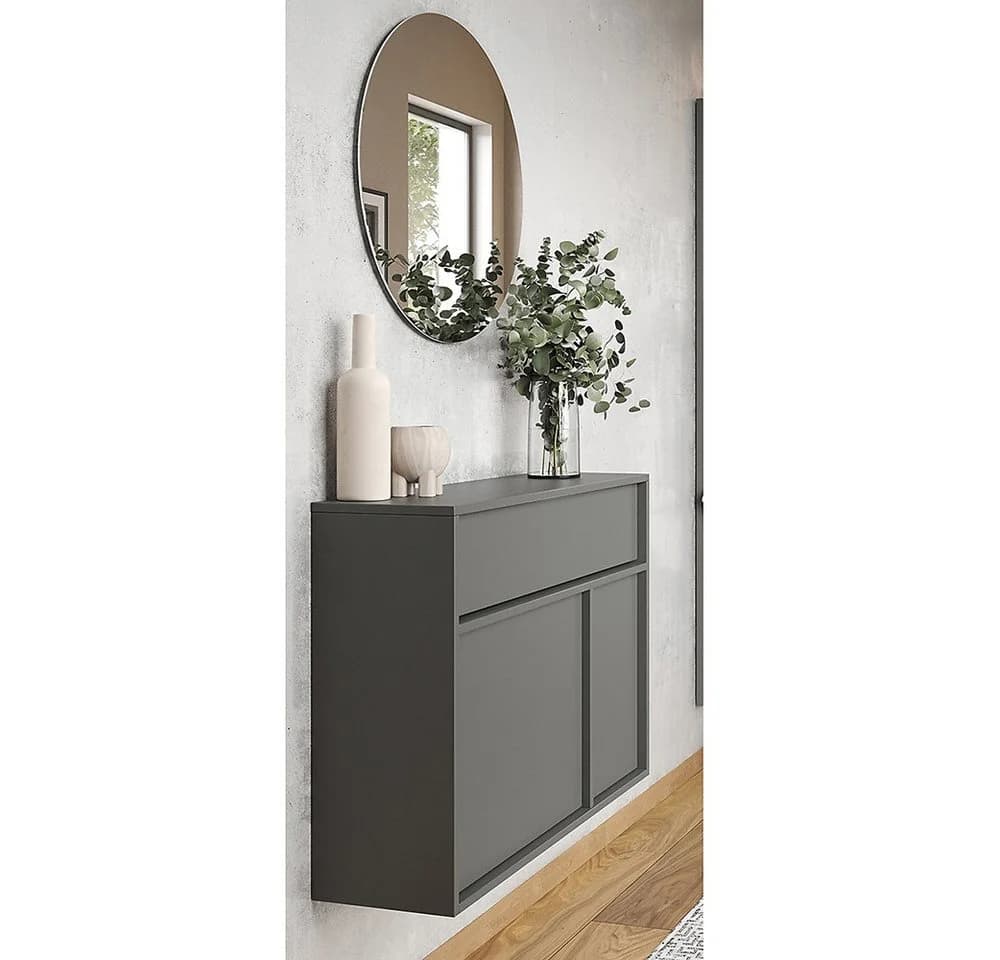 Lomadox Garderoben-Set ALLOA-01 Graphit Spiegel Schuhschrank - Bild 2