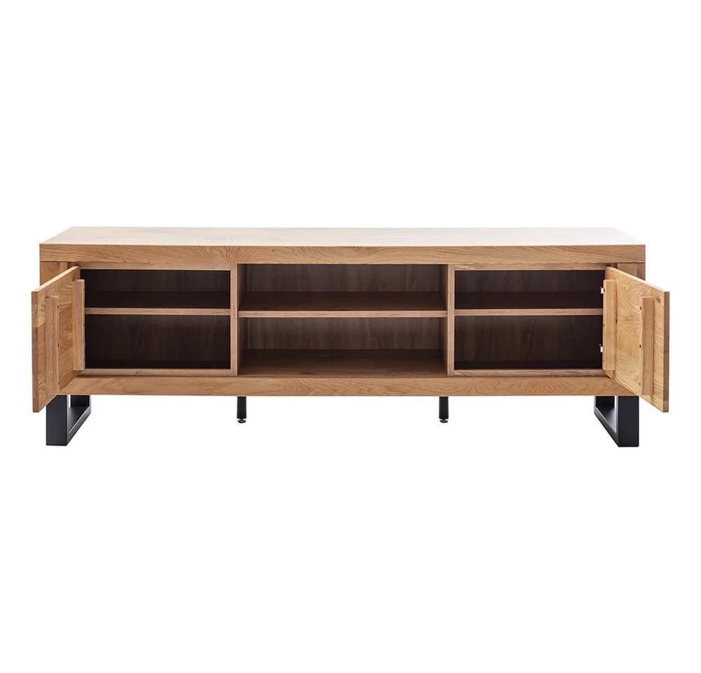 Lomadox Lowboard KUMASI-06 Eiche massiv geölt Metallfüße