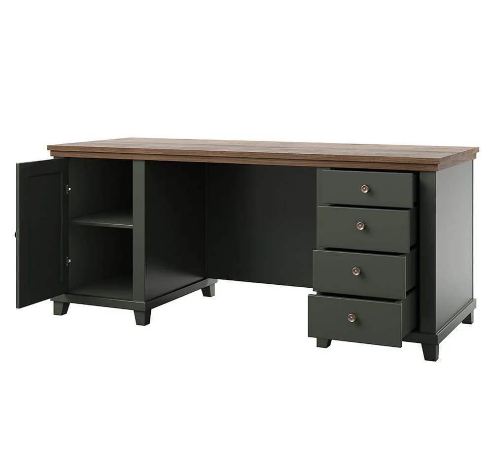 Lomadox Schreibtisch EPSOM-83 Grün Landhausstil 4 Schubladen