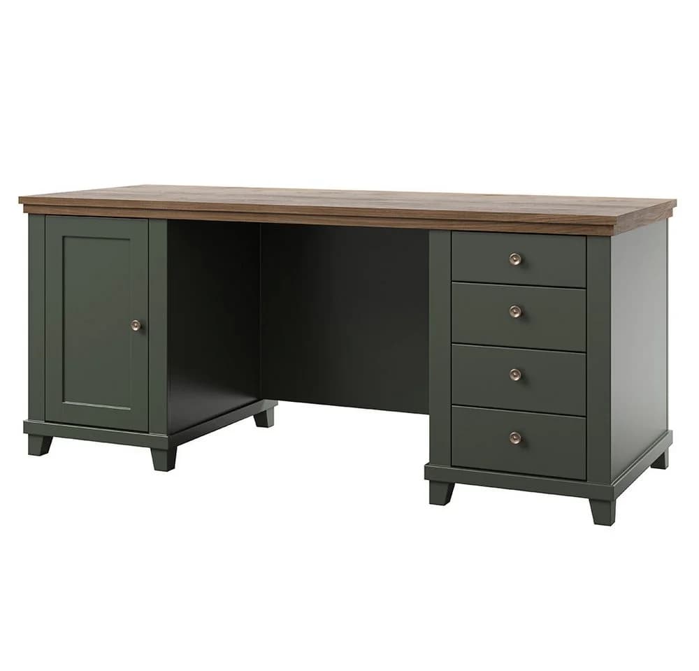 Lomadox Schreibtisch EPSOM-83 Grün Landhausstil 4 Schubladen - Bild 2