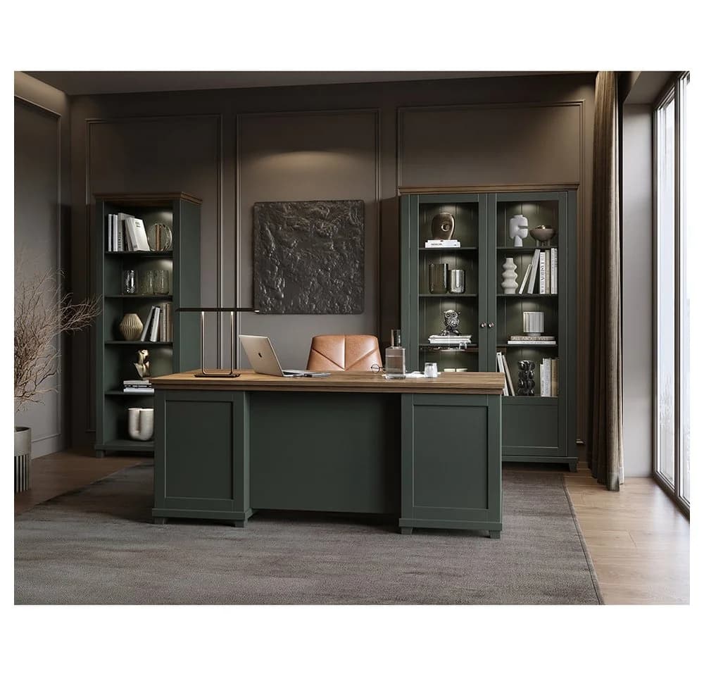 Lomadox Schreibtisch EPSOM-83 Grün Landhausstil 4 Schubladen - Bild 5