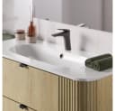 Lomadox Waschtisch 100 cm Eiche gerillt Metallgriffe Softclose Keramik Bild 1