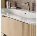 Lomadox Waschtisch 120 cm Eiche gerillt Metallgriffe Softclose Keramik Bild 1