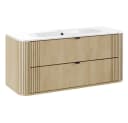 Lomadox Waschtisch 120 cm Eiche gerillt Metallgriffe Softclose Keramik Bild 2