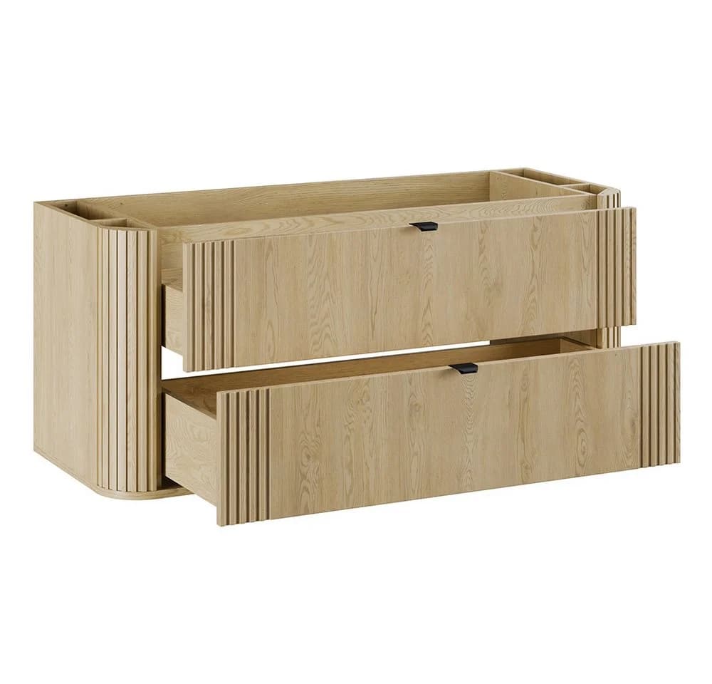Lomadox Waschtisch 120 cm Eiche gerillt Metallgriffe Softclose Keramik - Bild 5