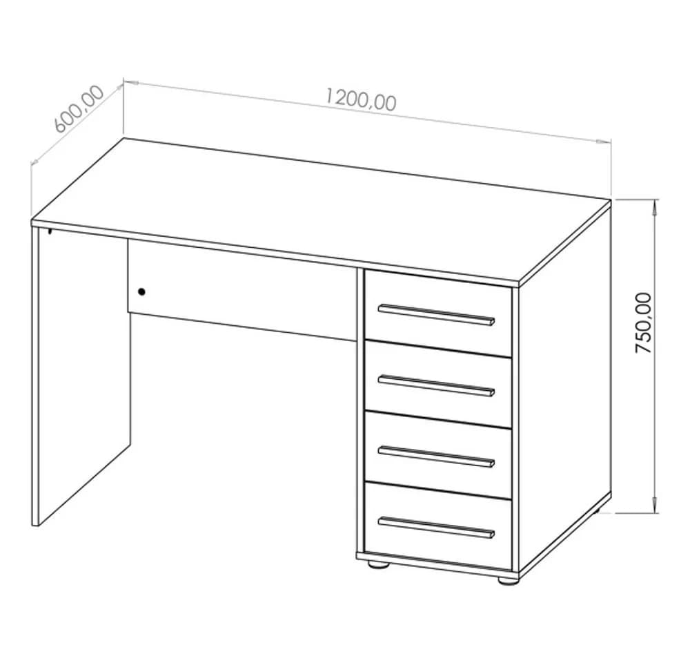 Lomadox Schreibtisch 120cm breit Kaschmir mit 4 Schubladen - Bild 5
