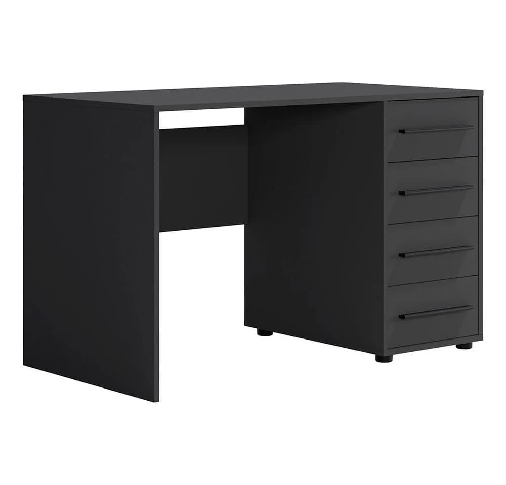 Lomadox Schreibtisch 120 cm breit Schwarz Matt 4 Schubladen - Bild 2