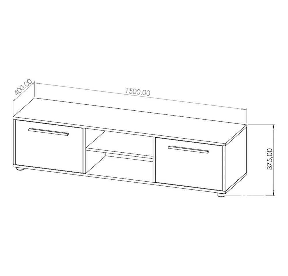 Lomadox Lowboard MOLLERUSA-132 Eiche Schwarz 150 cm - Bild 4