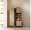 Lomadox Highboard MATTAWA-167 Vitrine 90 cm Eiche Dekor LED Beleuchtung Bild 2