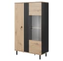 Lomadox Highboard MATTAWA-167 Vitrine 90 cm Eiche Dekor LED Beleuchtung Bild 3