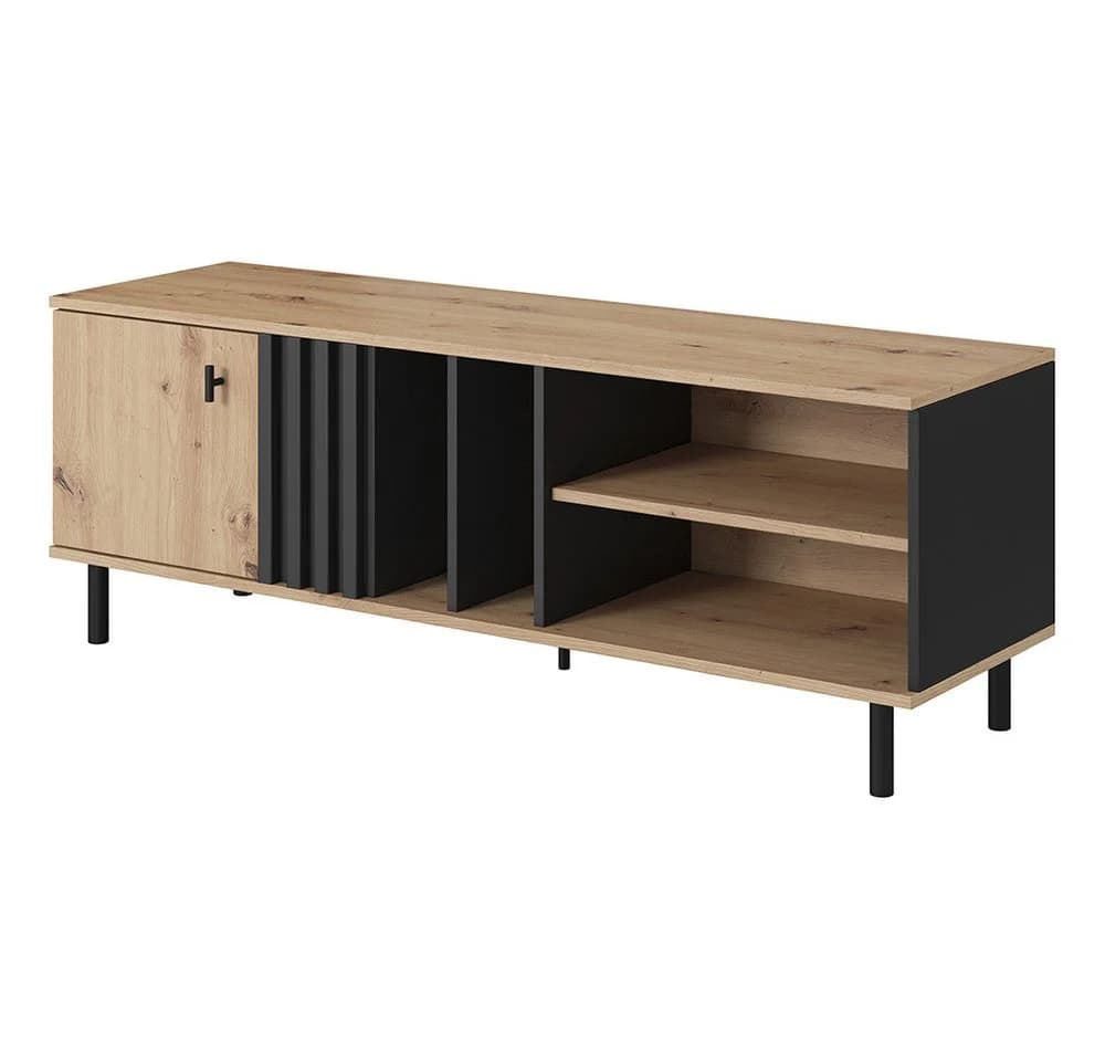 Lomadox Lowboard MATTAWA-167 Fernsehschrank Eiche Dekor Schwarz - Bild 2