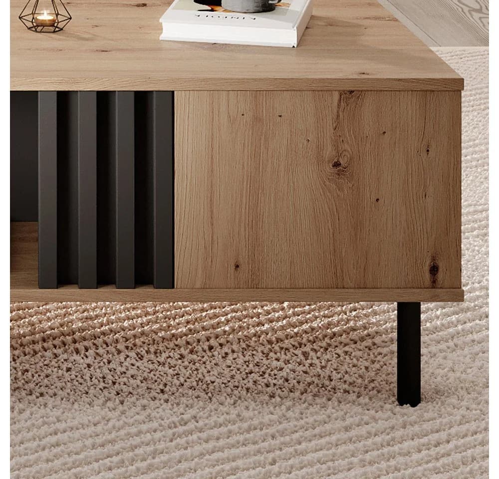MATTAWA-167 Wohnzimmer-Set Eiche Anthrazit mit Beleuchtung