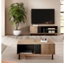 MATTAWA-167 Wohnzimmer-Set Eiche Anthrazit mit Beleuchtung Bild 2