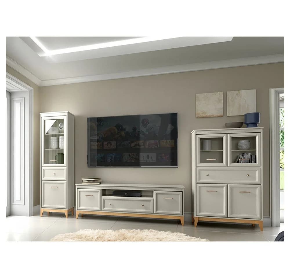 Lomadox Wohnzimmer-Set WILNA-161 Kaschmir Massivholz Füße Softclose