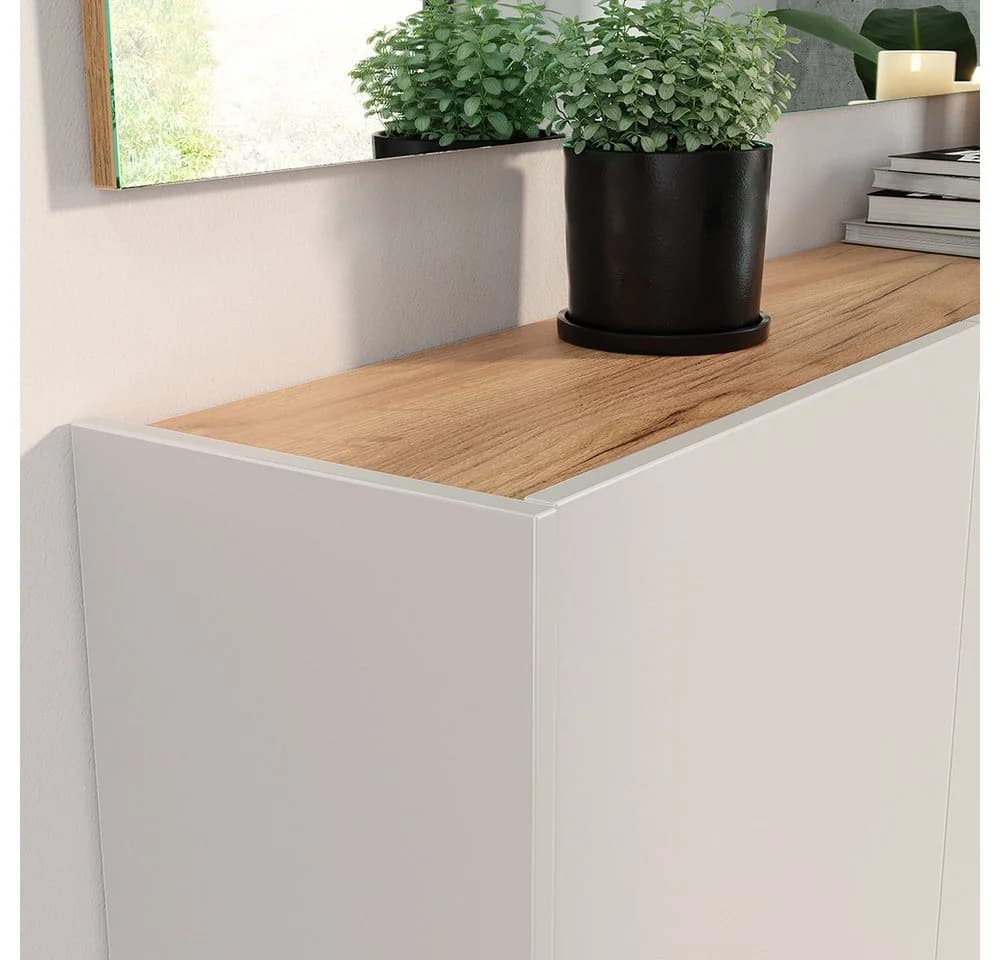 Lomadox Schuhschrank LAPUA-01 Kaschmir und Eiche 3-türig - Bild 3