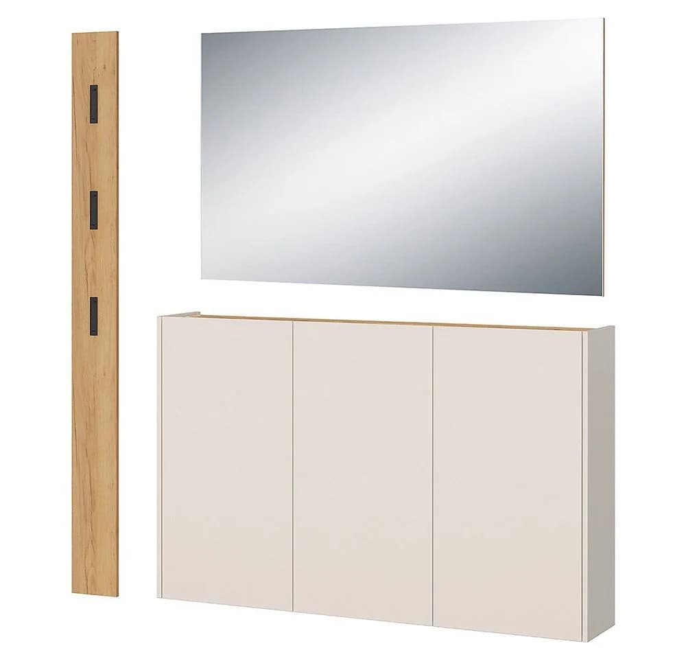 Lomadox Schuhschrank LAPUA-01 Kaschmir und Eiche 3-türig - Bild 4