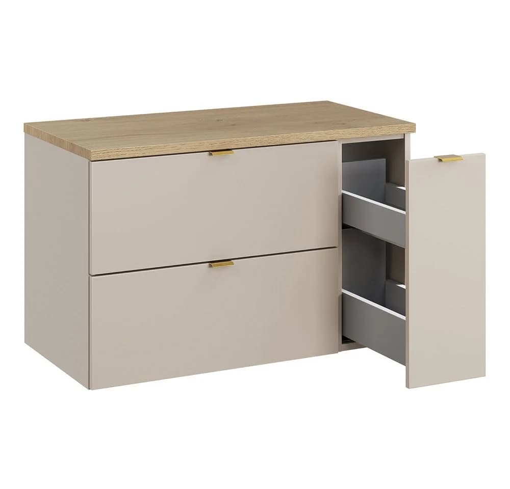 Lomadox Waschbeckenschrank DURANGO-56 80 cm breit in Kaschmir, 2 Schubladen & 1 Auszug - Bild 2