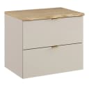 Waschtischunterschrank Kaschmir und Eiche, Baumkantenoptik Bild 2