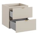 Waschtischunterschrank Kaschmir und Eiche, Baumkantenoptik Bild 5
