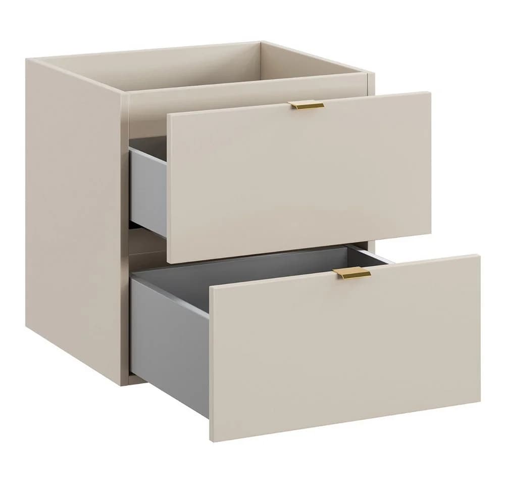 Waschtischunterschrank Kaschmir und Eiche, Baumkantenoptik - Bild 5