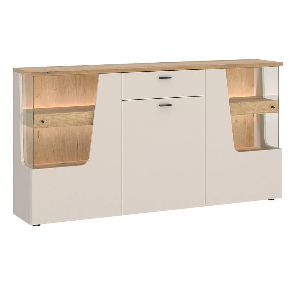 Lomadox Esszimmer-Set CARMONA-129 3-tlg. mit LED-Beleuchtung Kaschmir Eiche - Bild 3