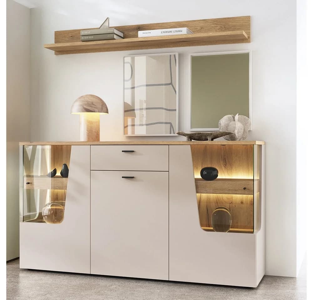 Lomadox Esszimmer-Set CARMONA-129 Kaschmir/Eiche LED-Beleuchtung - Bild 2