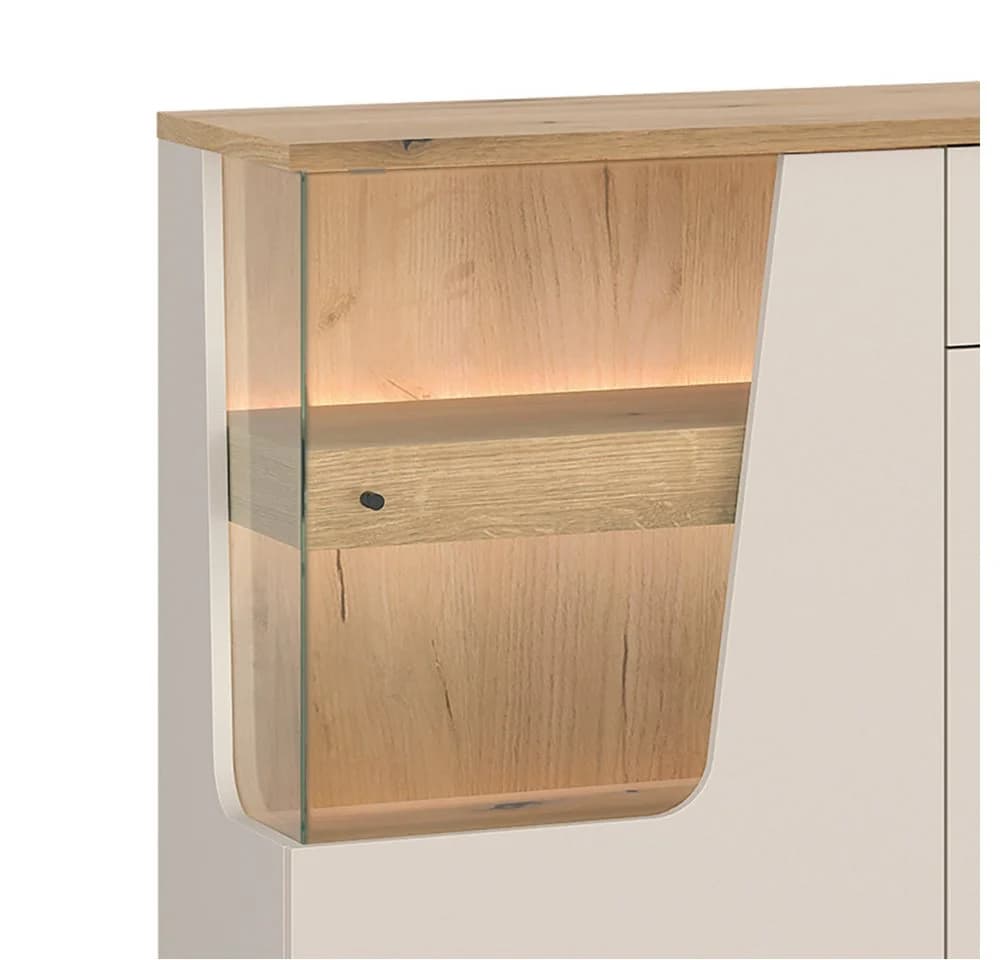 Lomadox Wohnzimmer-Set CARMONA-129 Kaschmir & Eiche LED-Beleuchtung
