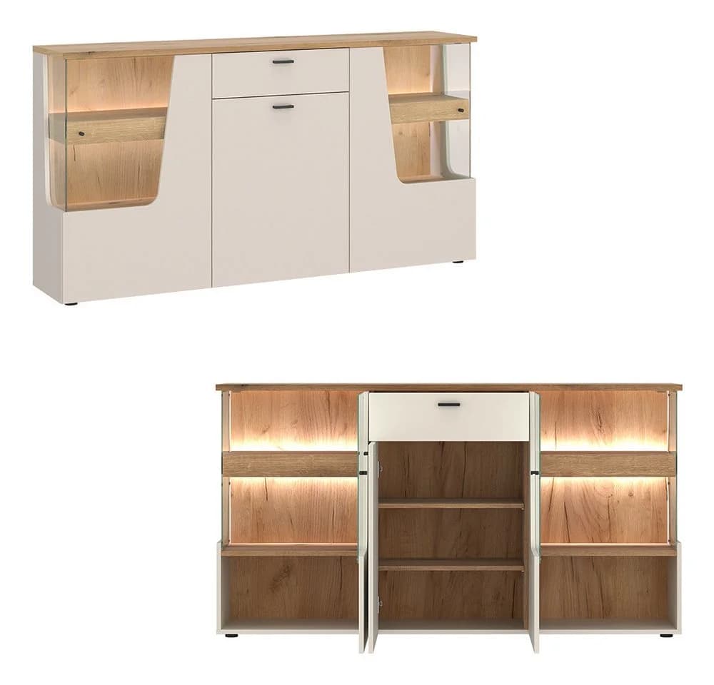 Lomadox Wohnzimmer-Set CARMONA-129 Kaschmir & Eiche LED-Beleuchtung - Bild 3