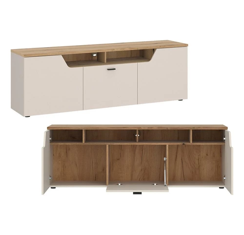 Lomadox Wohnzimmer-Set CARMONA-129 Kaschmir & Eiche LED-Beleuchtung - Bild 5