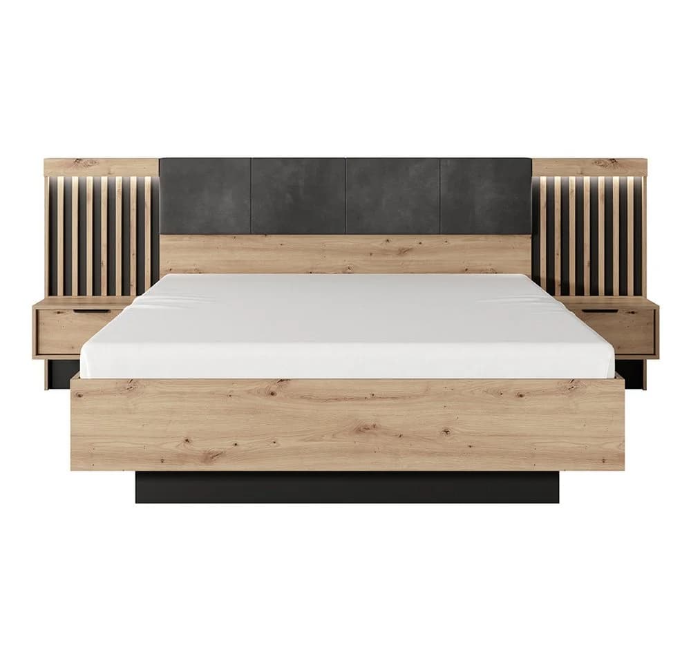 Lomadox Schlafzimmer-Set TALCA-167 Eiche Dekor Anthrazit mit LED-Beleuchtung - Bild 4