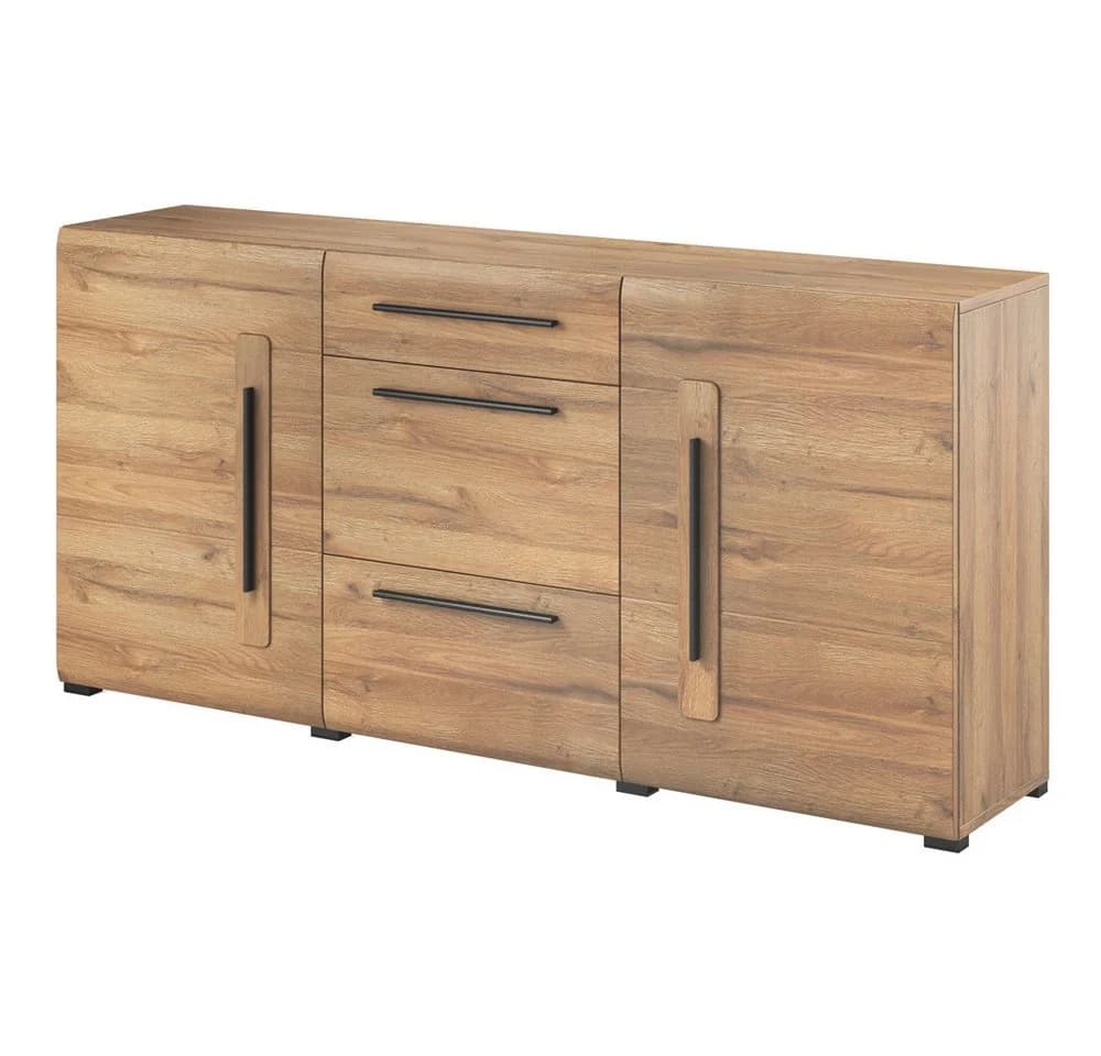 Lomadox Wohnzimmer-Set TURDA-83 6-tlg. Eiche mit LED & Softclose