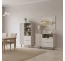 Lomadox Wohnzimmer-Set NADOR-132 Kaschmir mit goldfarbenen Metallgriffen und -füßen, Front Rillenoptik Bild 2