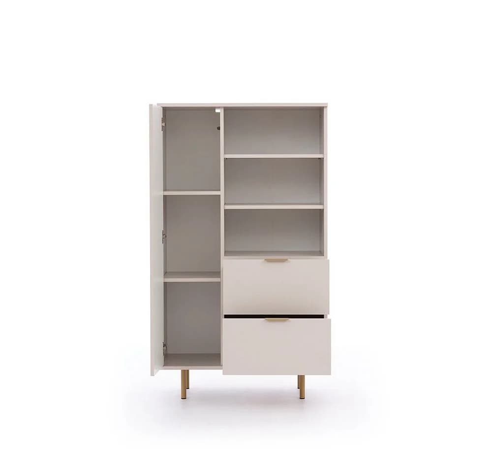 Lomadox Wohnzimmer-Set NADOR-132 Kaschmir mit goldfarbenen Metallgriffen und -füßen, Front Rillenoptik - Bild 5